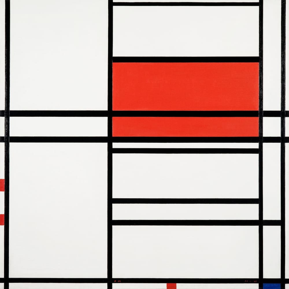 Composition No. 4 with Red and Blue by Piet Mondrian (1942) - Wall Art Photo Poster Print