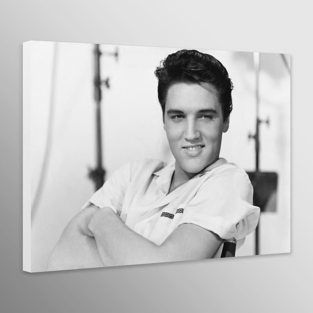 Elvis Presley Smile - Black and White Photo - Wall Art 