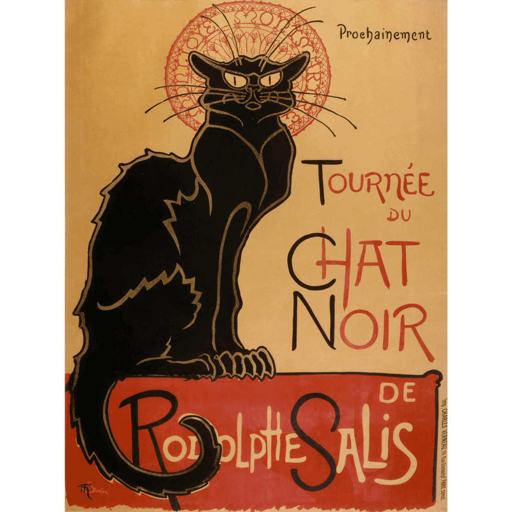 Le Chat Noir by Théophile Steinlen (1896) - Wall Art Rolled Canvas Print