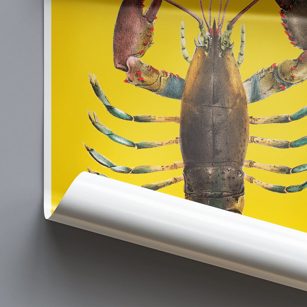 Lobster - Yellow Background - Abstract - Kitchen Wall Art 