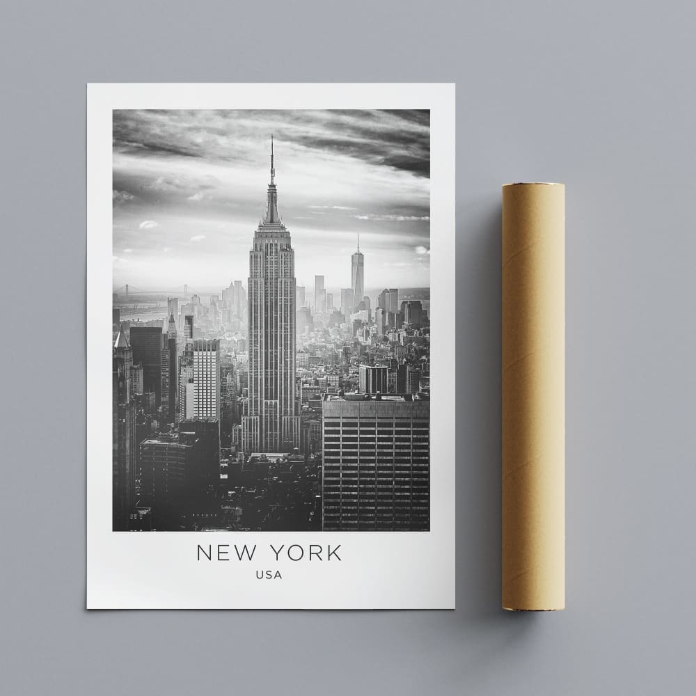 New York USA Cityscape - Wall Art Rolled Canvas Print - A4 