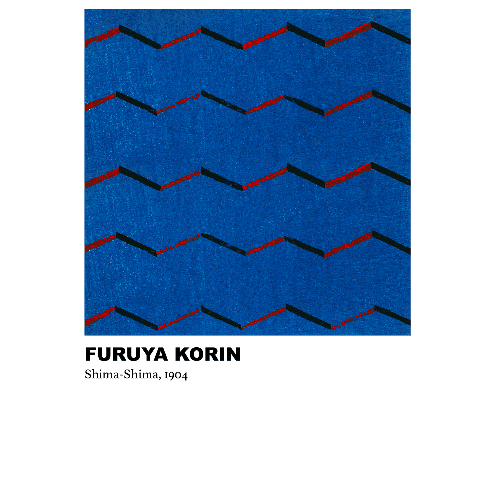 Shima-Shima Blue Pattern by Furuya Korin (1904) - Abstract - Wall Art Rolled Canvas Print