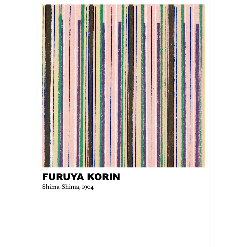 Shima-Shima Pink and Green Stripe Pattern by Furuya Korin (1904) - Abstract - Wall Art Photo Poster Print