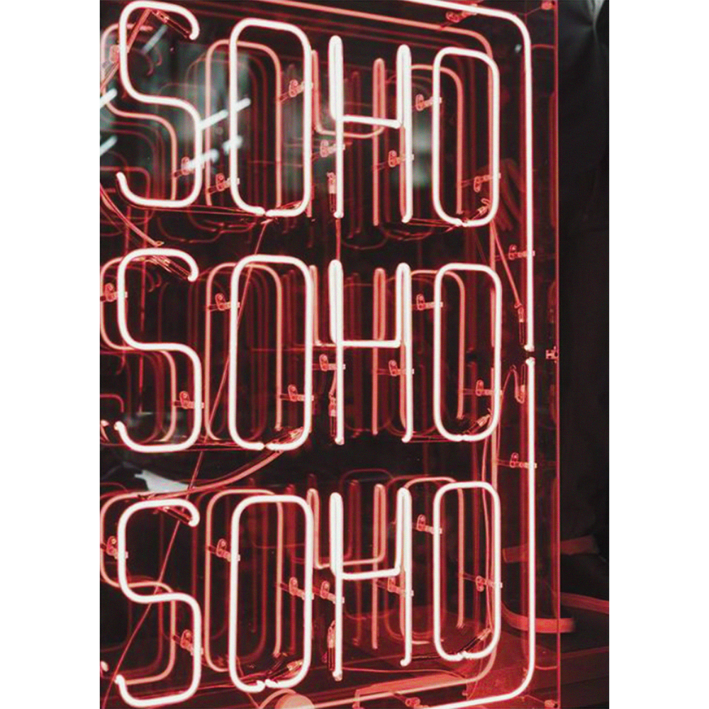 Soho Soho Soho Neon Street Art - Abstract - Wall Art Rolled Canvas Print