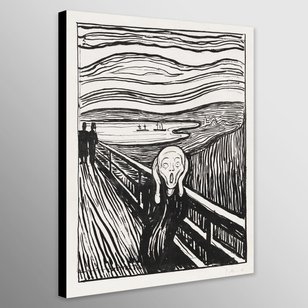 The Scream Black and White by Edvard Munch (1895) - Wall Art