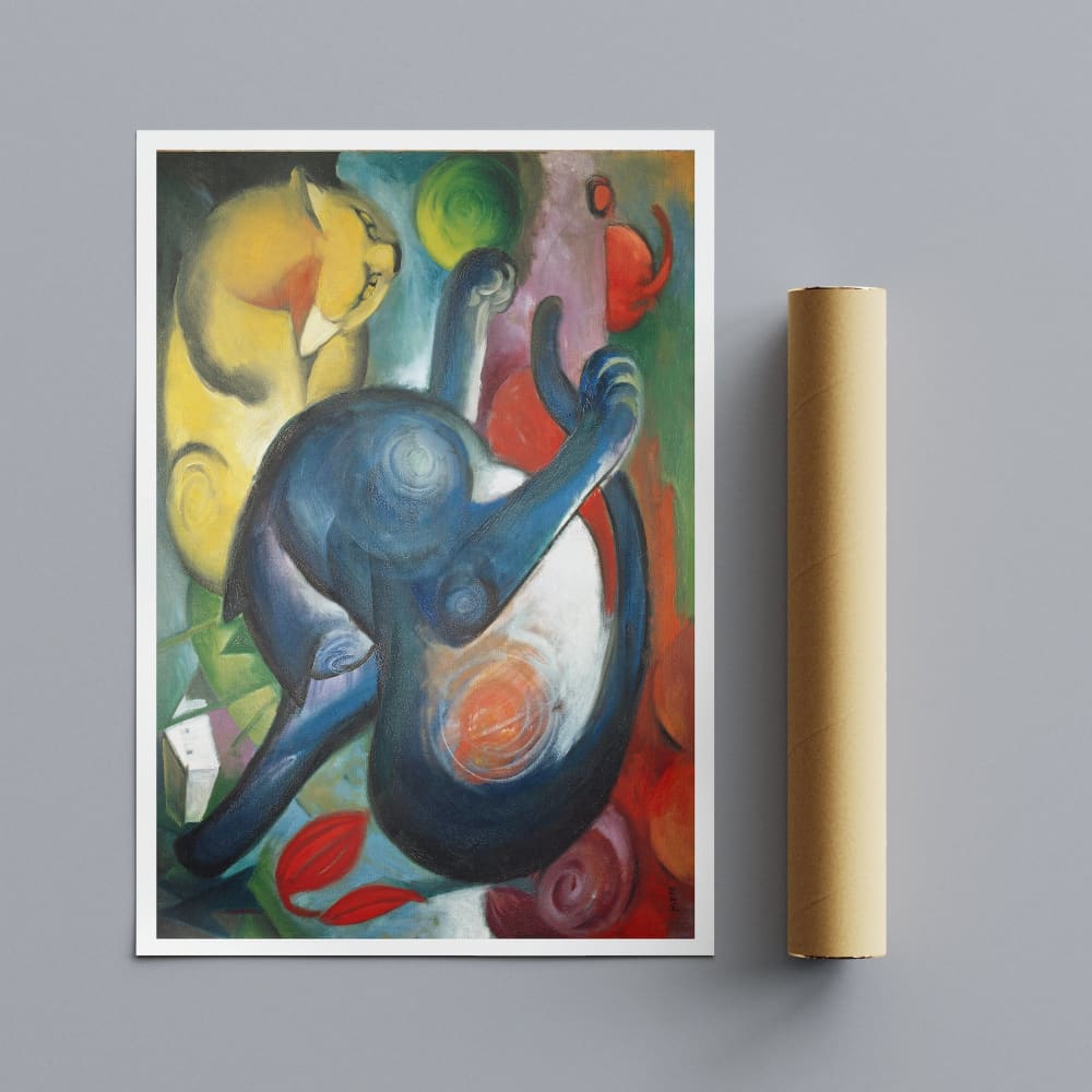 Two Cats Blue and Yellow by Franz Marc (1912) - Wall Art 