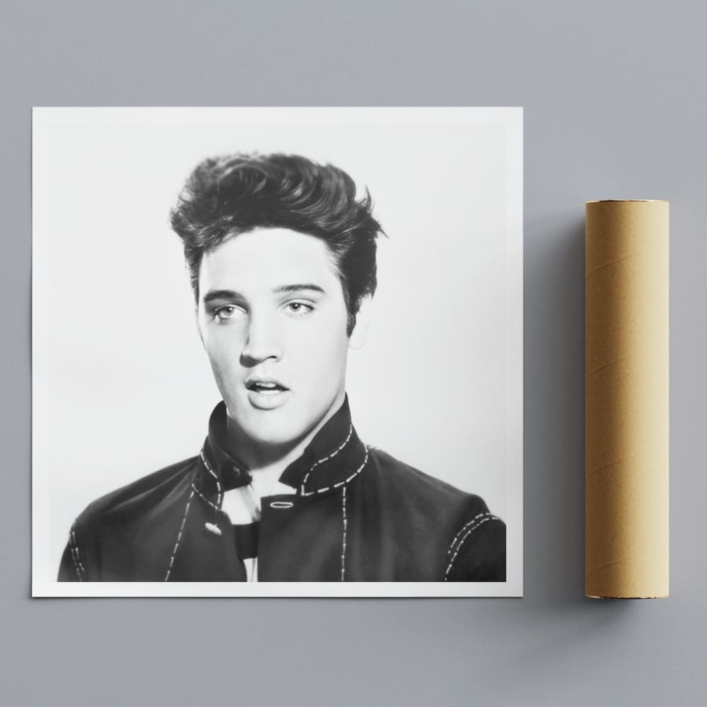 Young Elvis Presley - Black and White Photo - square - Wall 